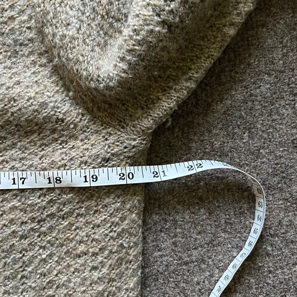 Vintage LL Bean 100% Wool Zip Up Cardigan Knit Sweater Beige Women M Made In USA - Picture 12 of 12